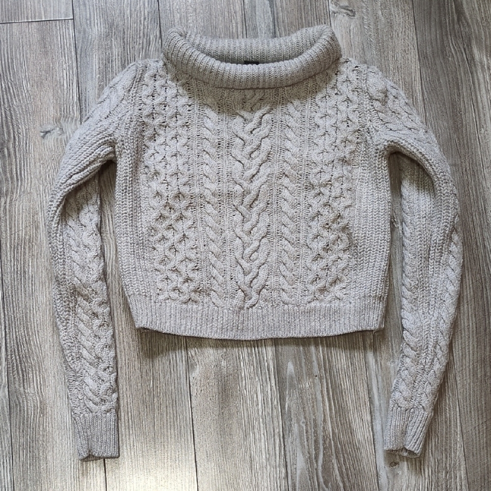 Club Monaco Cozy Cable Knit Merino Wool Sweater - Grey XS
